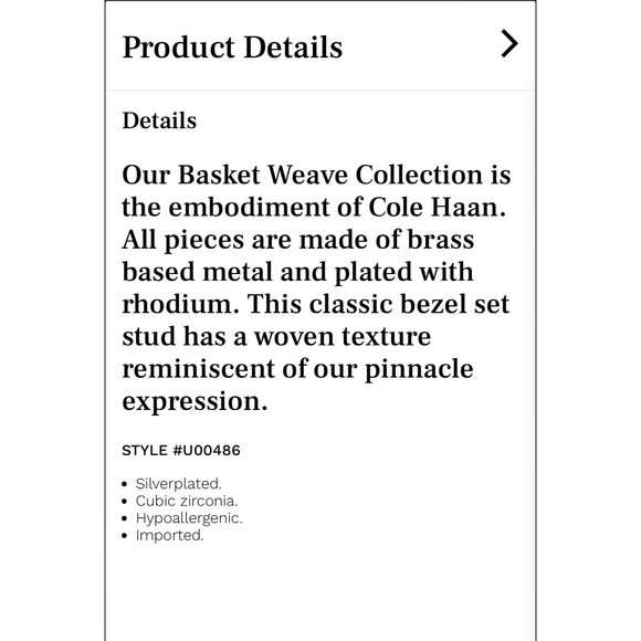 NOC Cole Haan Genuine CZ Basket Weave Bezel Set Stud Earrings Rhodium Pl… - Picture 6 of 6